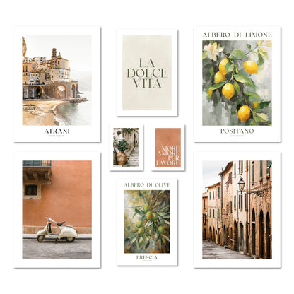 Poster Set La Dolce Vita Italy I mehrteilige Bilderwand I Wandbilder Italien