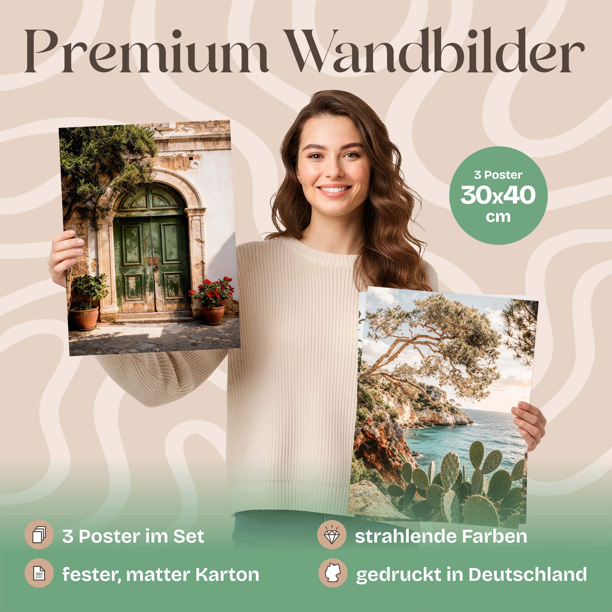 Poster Set La Dulce Vida Española Trio Bilderwand Wandbilder Sommer ARTFAVES