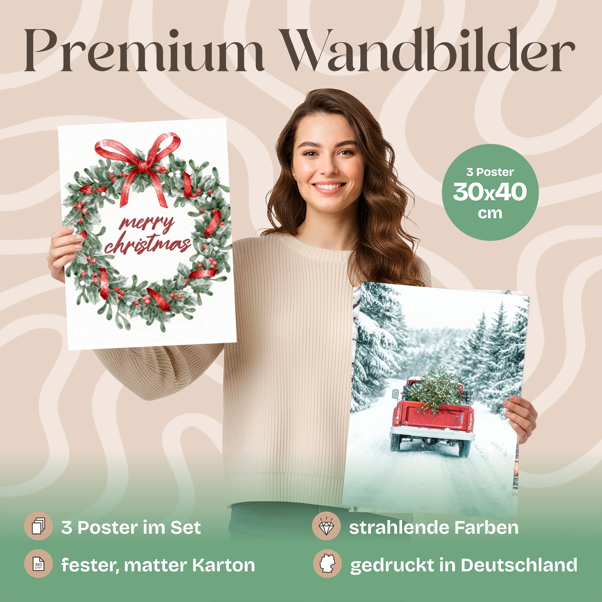 Poster Set Merry Christmas Bilderwand Wandbilder Weihnachten ARTFAVES