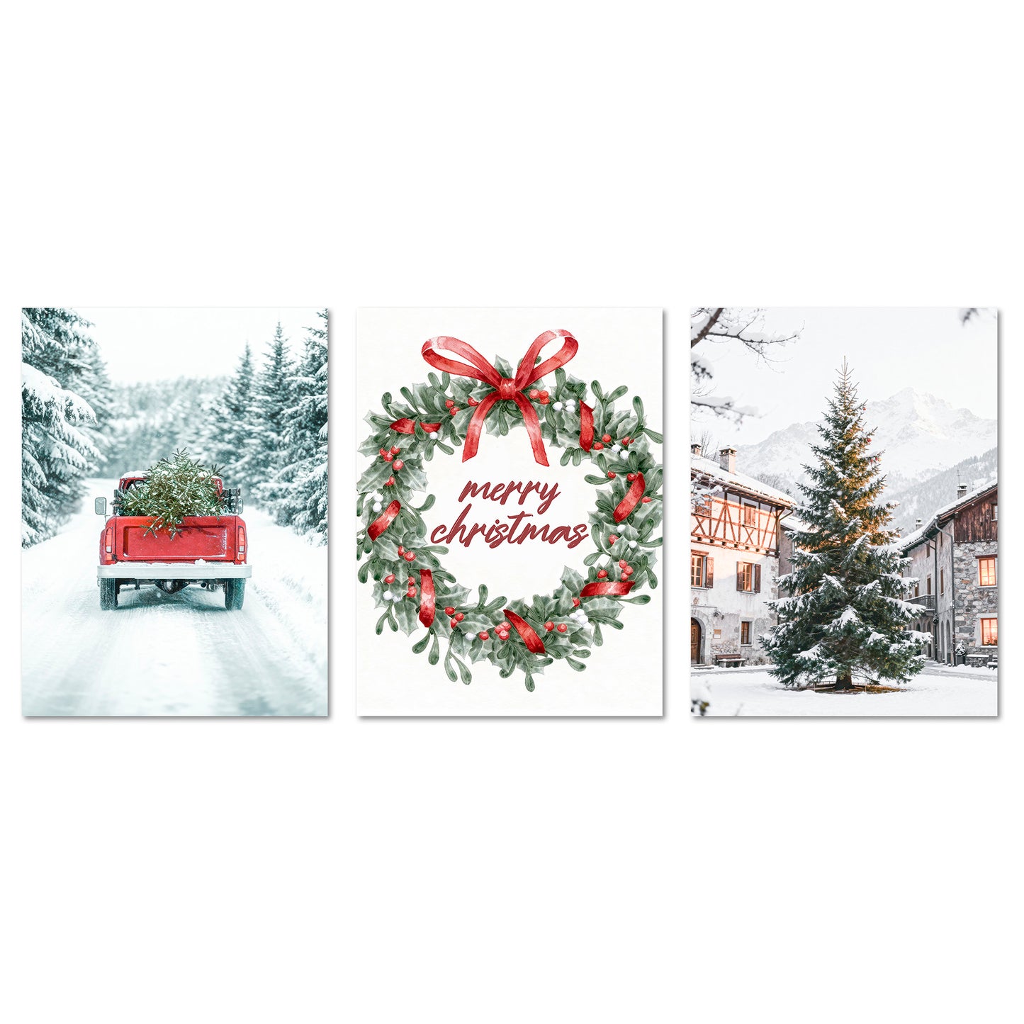 Poster Set Merry Christmas I mehrteilige Bilderwand I Wandbilder Weihnachten