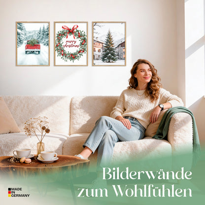 Poster Set Merry Christmas Bilderwand Wandbilder Weihnachten ARTFAVES