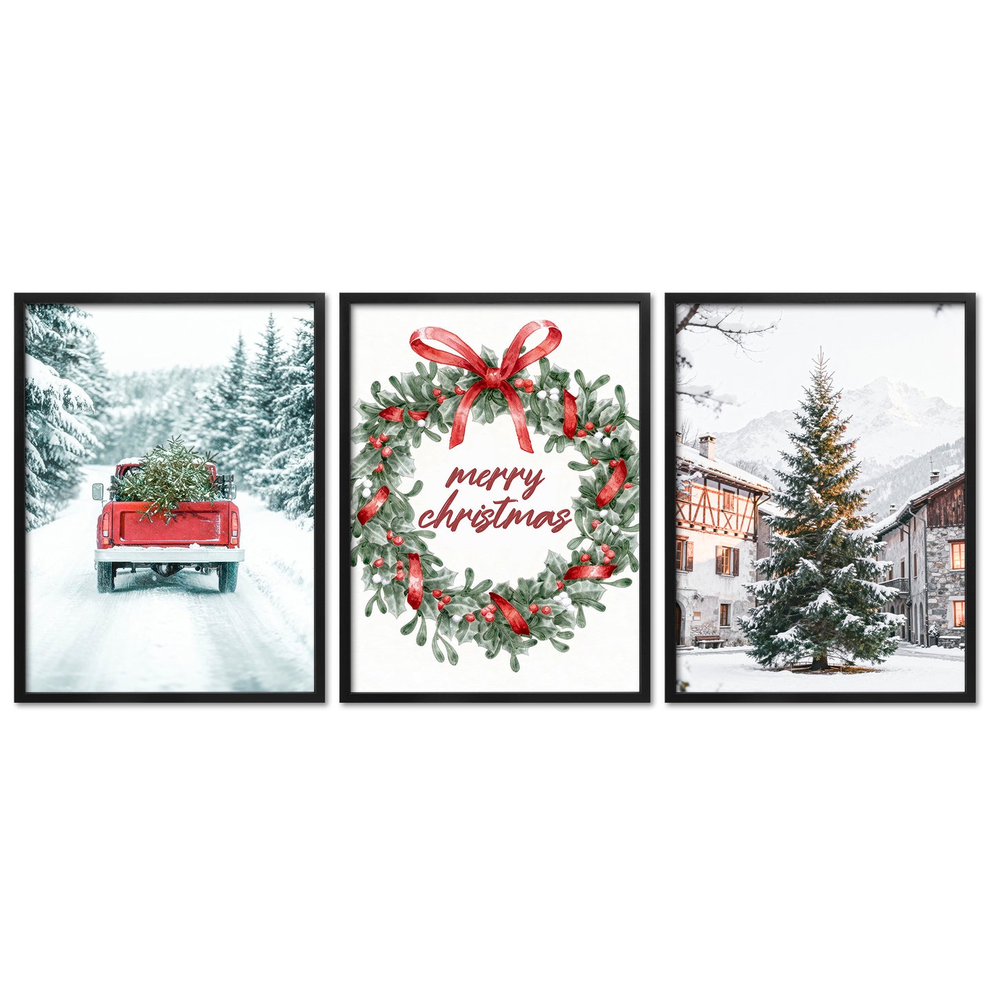 Poster Set Merry Christmas I mehrteilige Bilderwand I Wandbilder Weihnachten