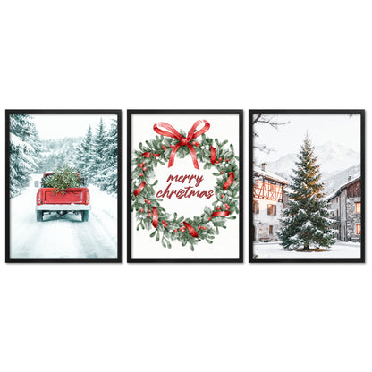 Poster Set Merry Christmas I mehrteilige Bilderwand I Wandbilder Weihnachten