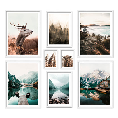 Poster Set Mysti River I mehrteilige Bilderwand I Wandbilder Berge