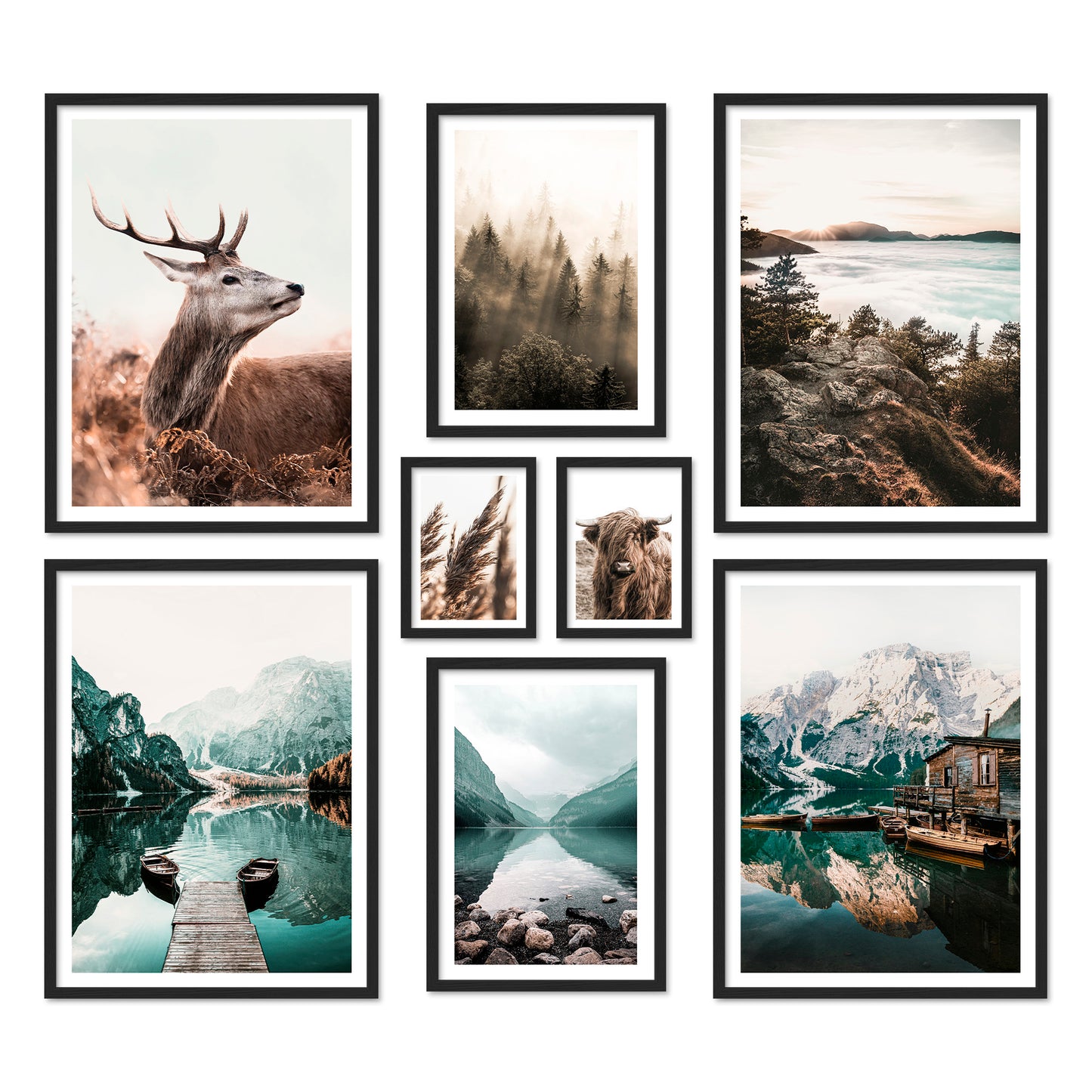Poster Set Mysti River I mehrteilige Bilderwand I Wandbilder Berge