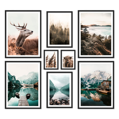 Poster Set Mysti River I mehrteilige Bilderwand I Wandbilder Berge