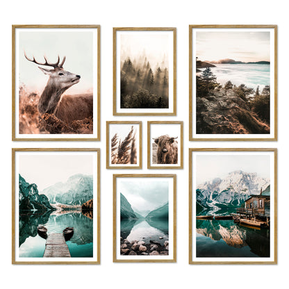 Poster Set Mysti River I mehrteilige Bilderwand I Wandbilder Berge