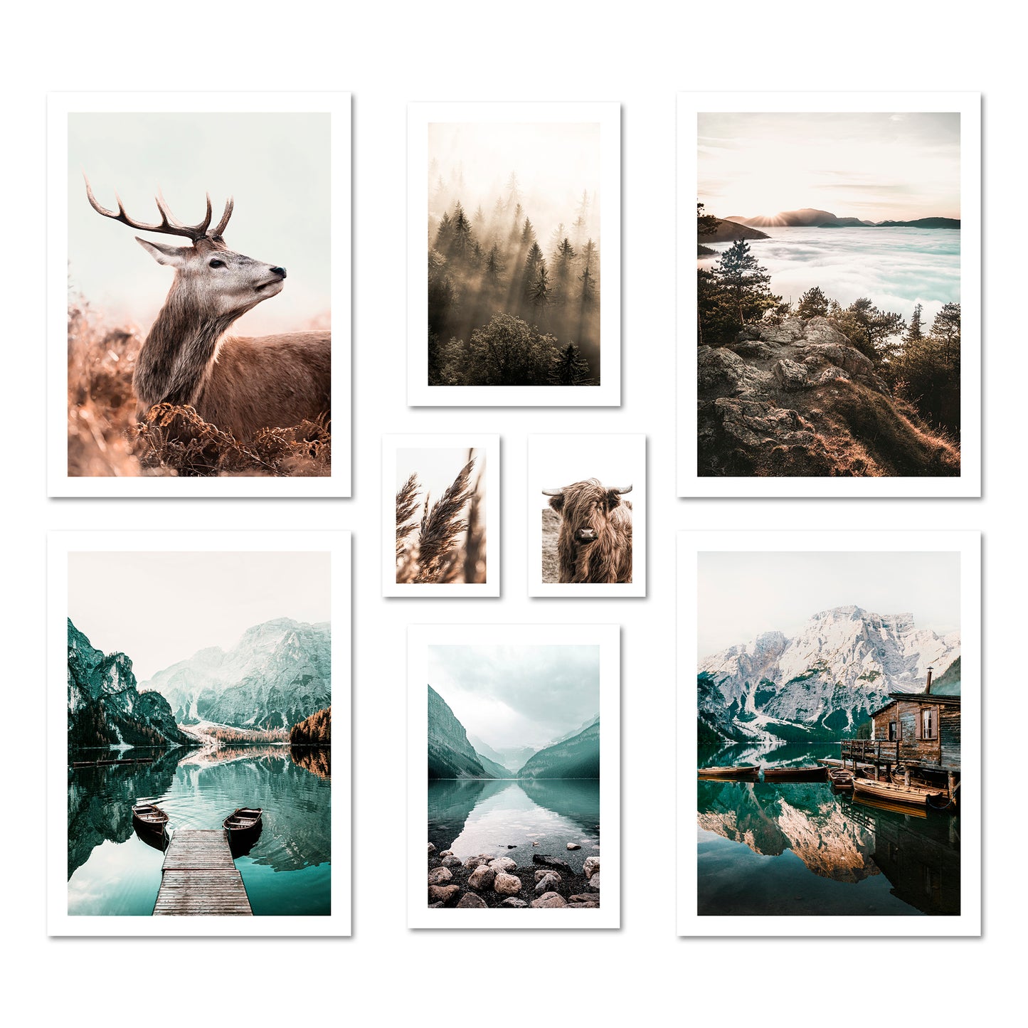 Poster Set Mysti River I mehrteilige Bilderwand I Wandbilder Berge