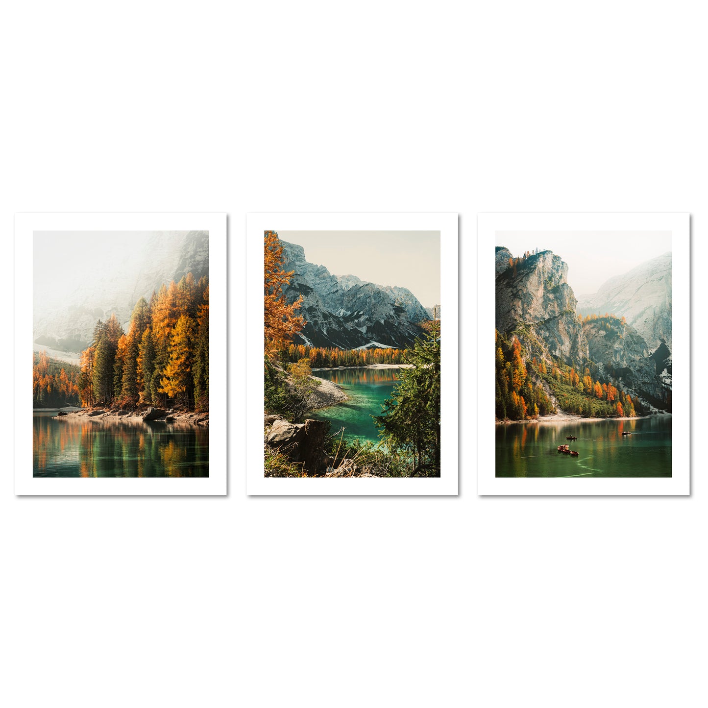 Poster Set Pragser Wildsee Herbst I mehrteilige Bilderwand I Wandbilder Tirol