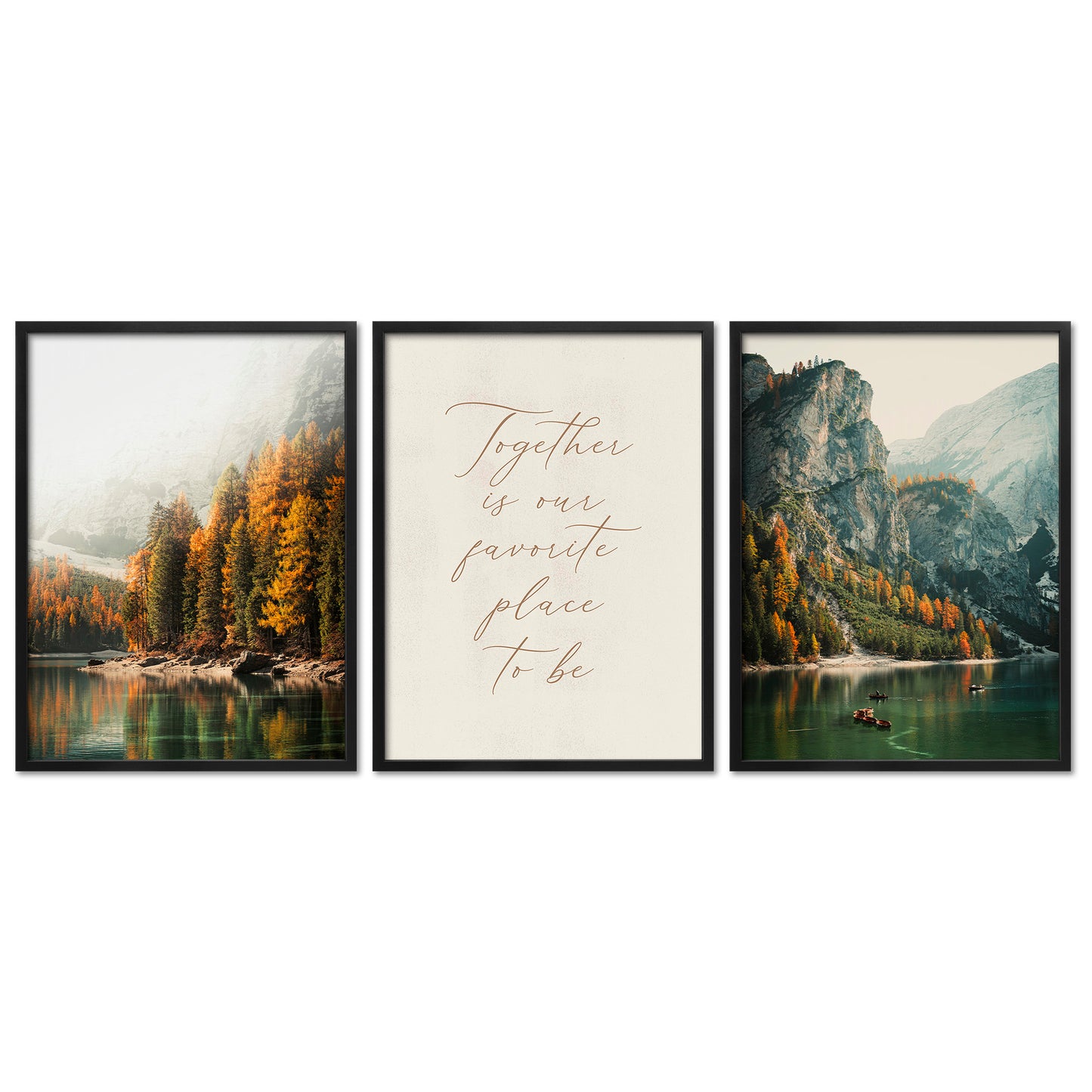 Poster Set Pragser Wildsee Herbst I mehrteilige Bilderwand I Wandbilder Tirol