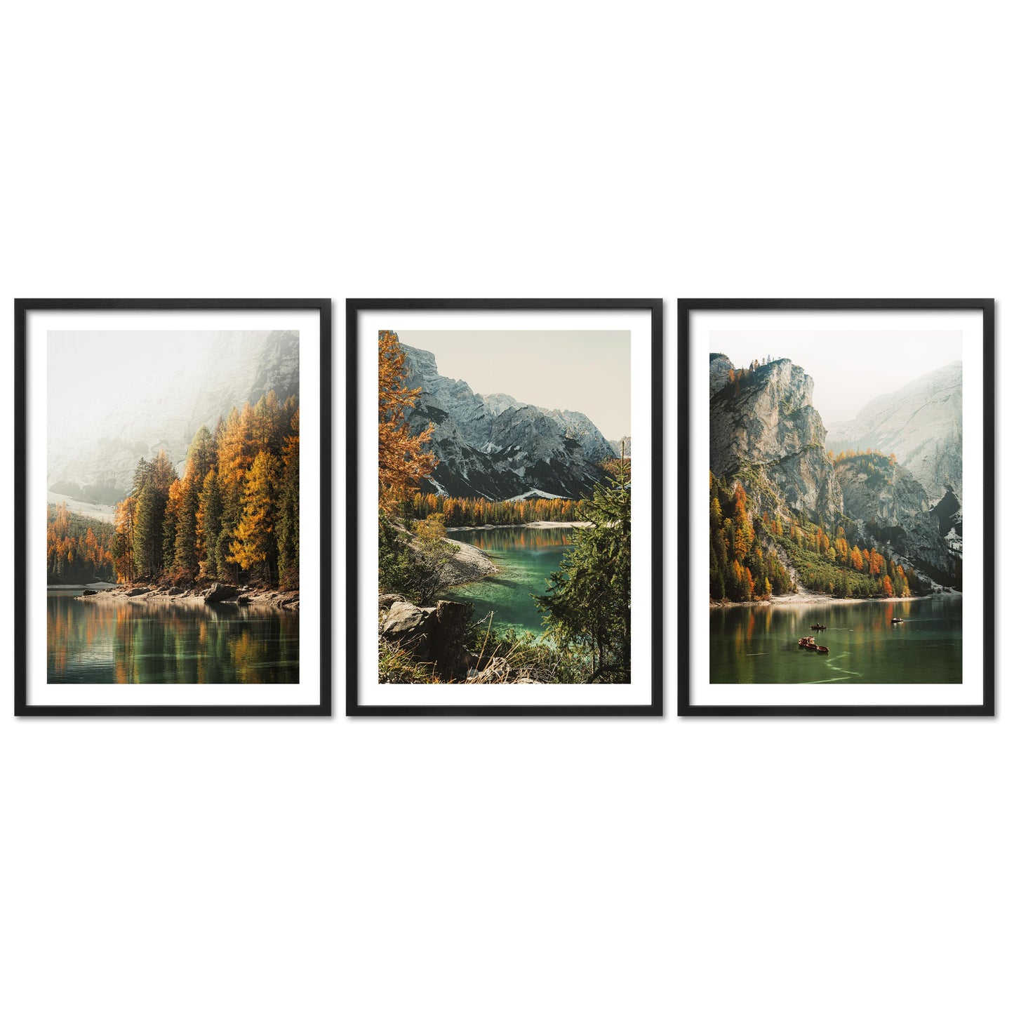 Poster Set Pragser Wildsee Herbst I mehrteilige Bilderwand I Wandbilder Tirol