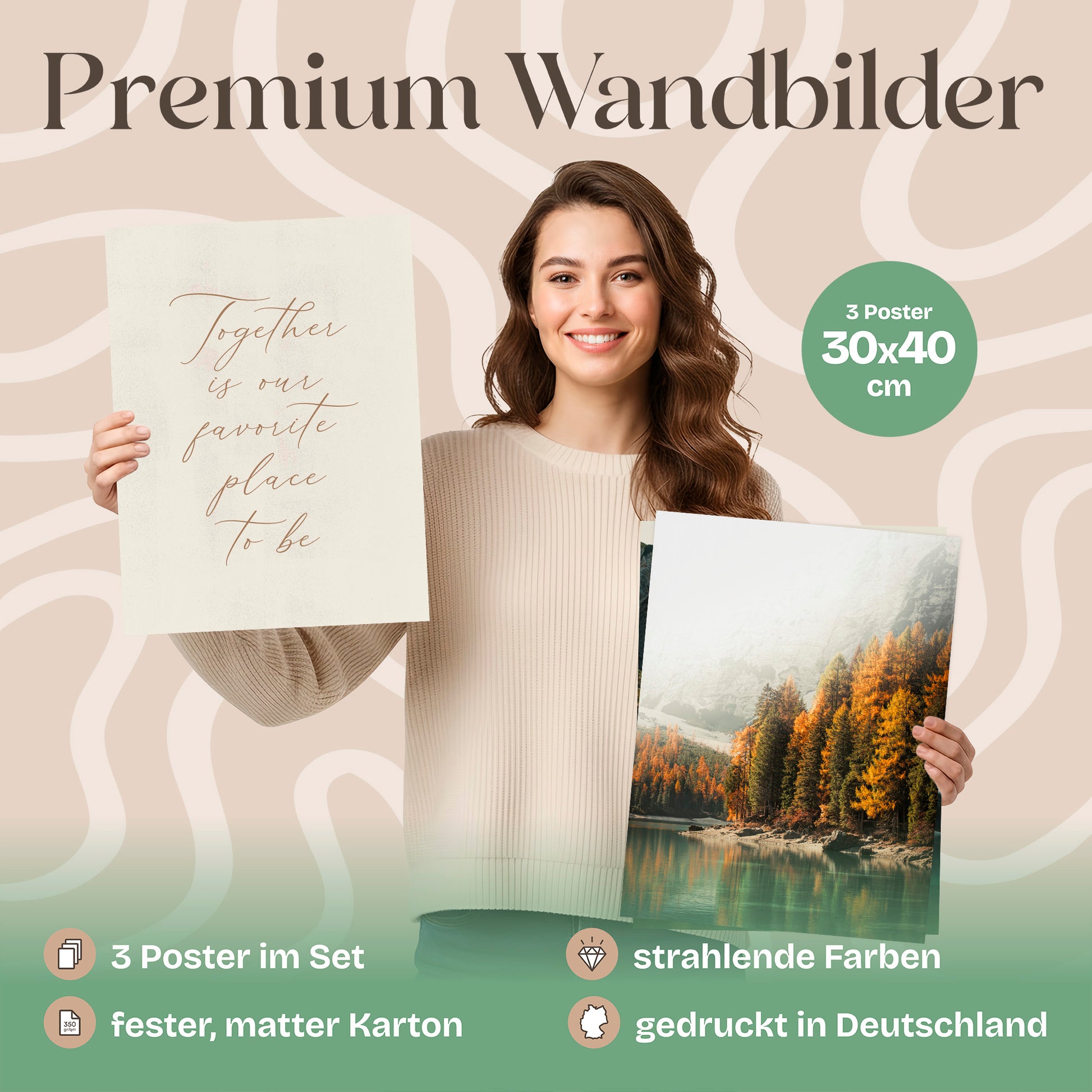 Poster Set Pragser Wildsee Herbst Bilderwand Wandbilder Tirol ARTFAVES