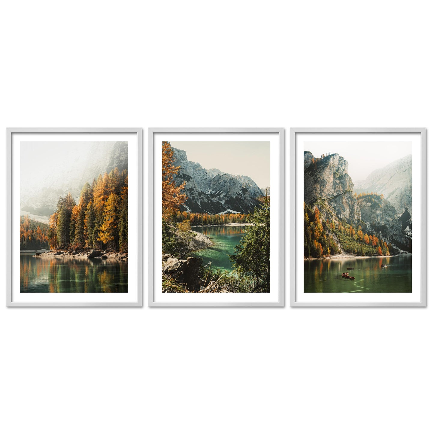 Poster Set Pragser Wildsee Herbst I mehrteilige Bilderwand I Wandbilder Tirol
