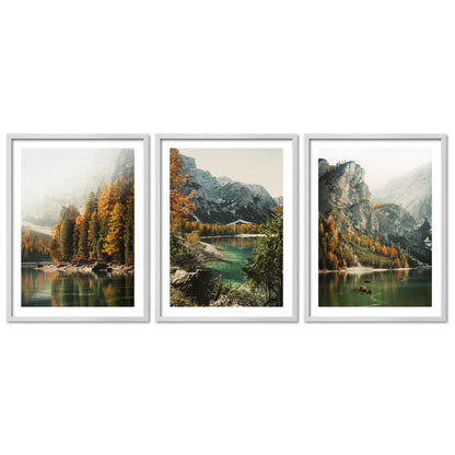 Poster Set Pragser Wildsee Herbst I mehrteilige Bilderwand I Wandbilder Tirol