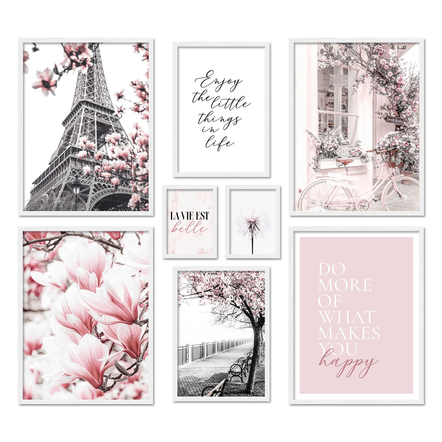 Poster Set - SPRING IN PARIS I Fashion Wall Art Pink