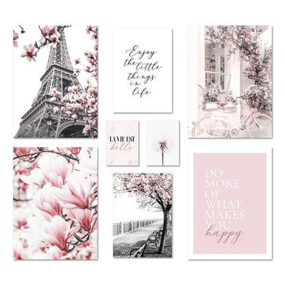 Poster Set - SPRING IN PARIS I Fashion Wall Art Pink