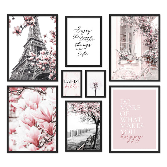 Poster Set Spring In Paris Bilderwand Wandbilder Rosa ARTFAVES