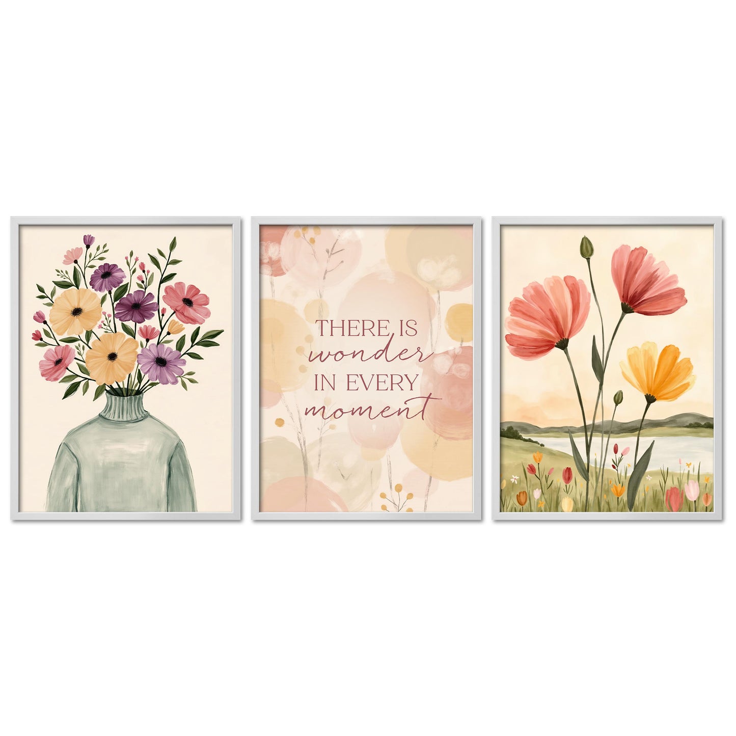 Poster Set Spring Trio 1 Bilderwand Wandbilder Fruehling ARTFAVES