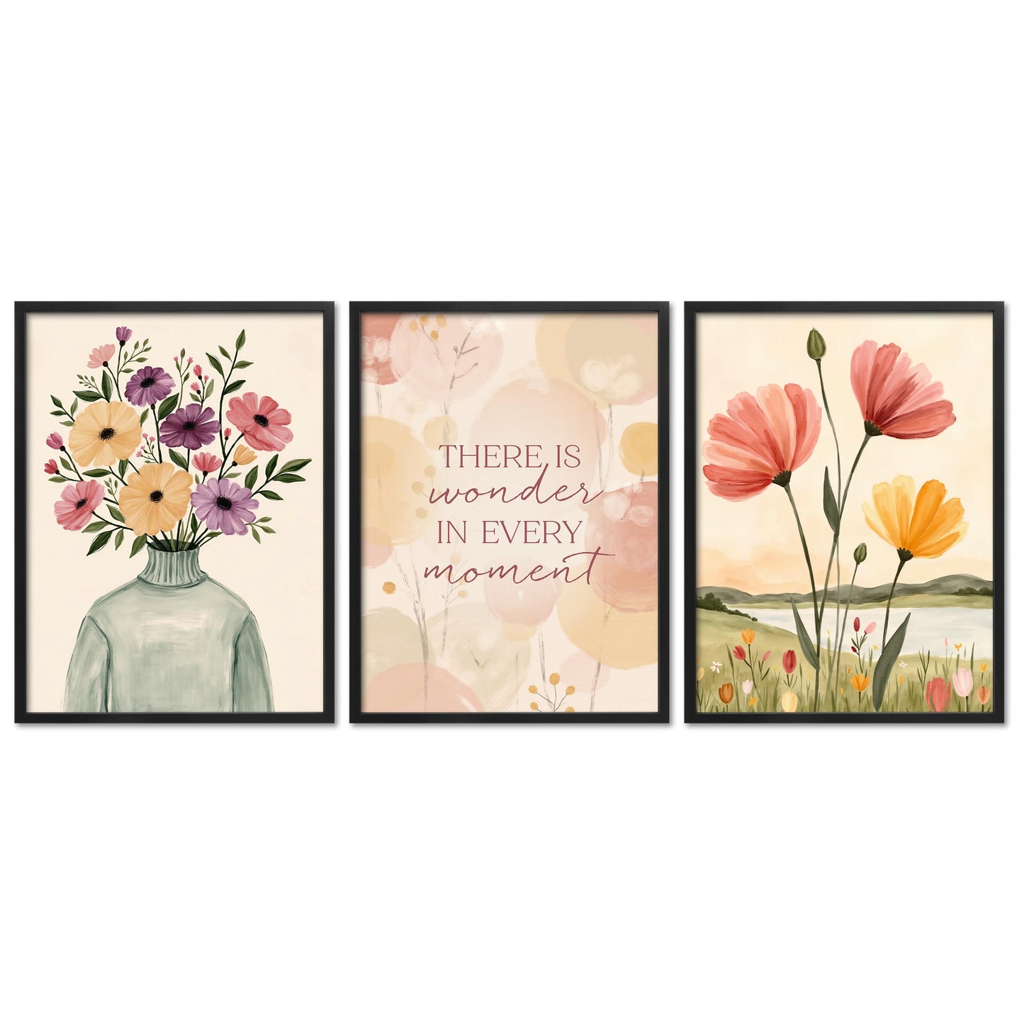 Poster Set Spring Trio 1 I mehrteilige Bilderwand I Wandbilder Fruehling