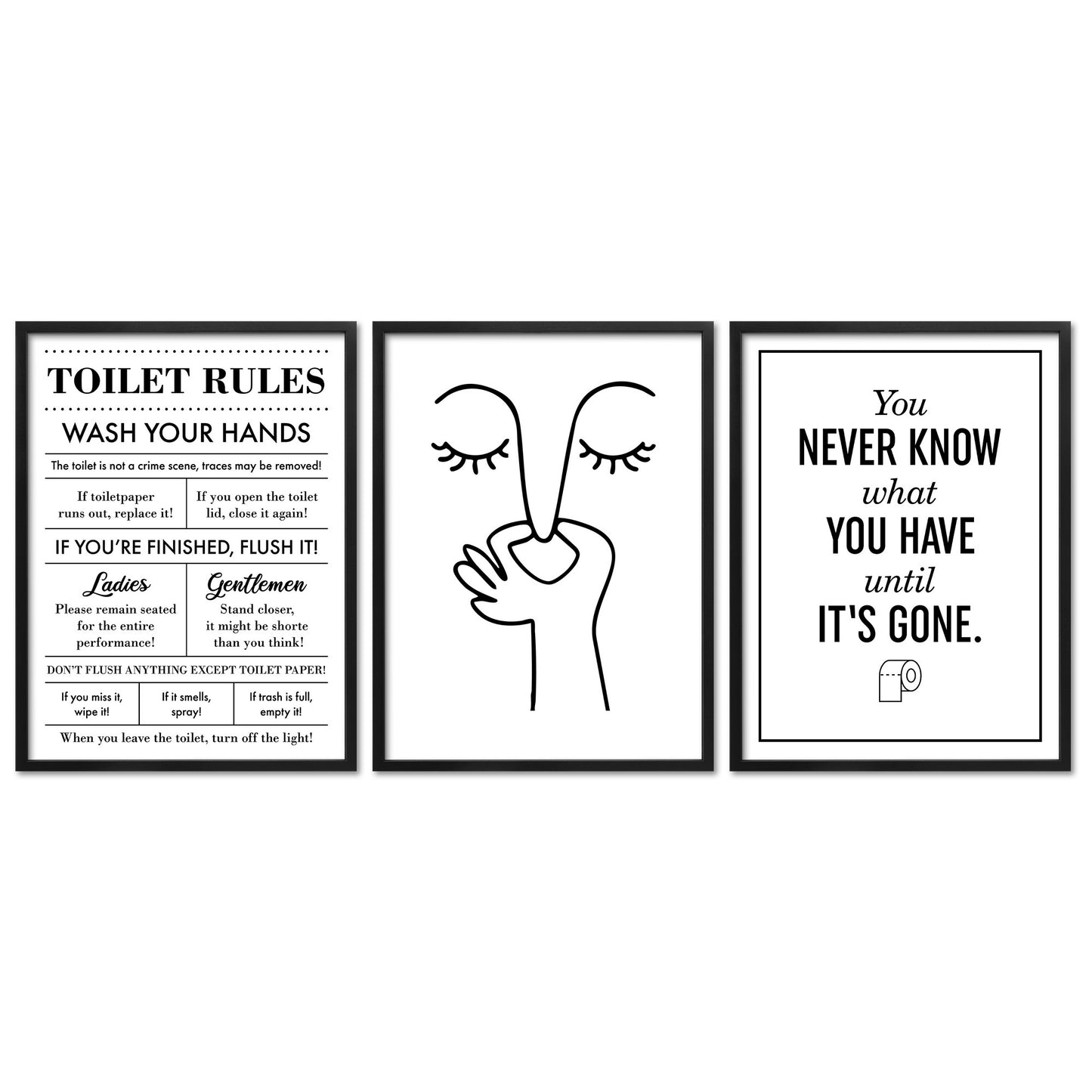 Poster Set Toilet Fun Bilderwand Wandbilder Badezimmer ARTFAVES