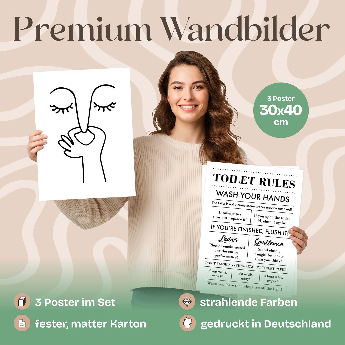 Poster Set Toilet Fun Bilderwand Wandbilder Badezimmer ARTFAVES