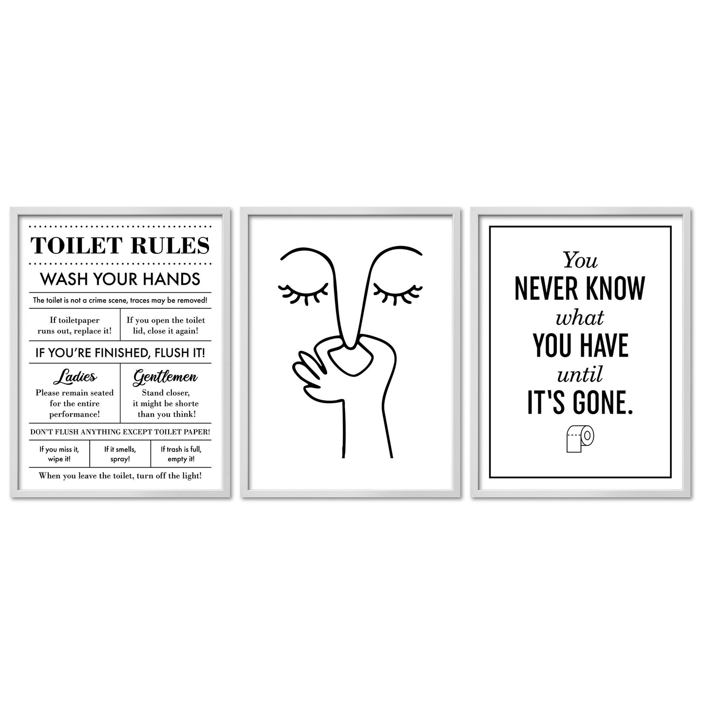 Poster Set Toilet Fun I mehrteilige Bilderwand I Wandbilder Badezimmer