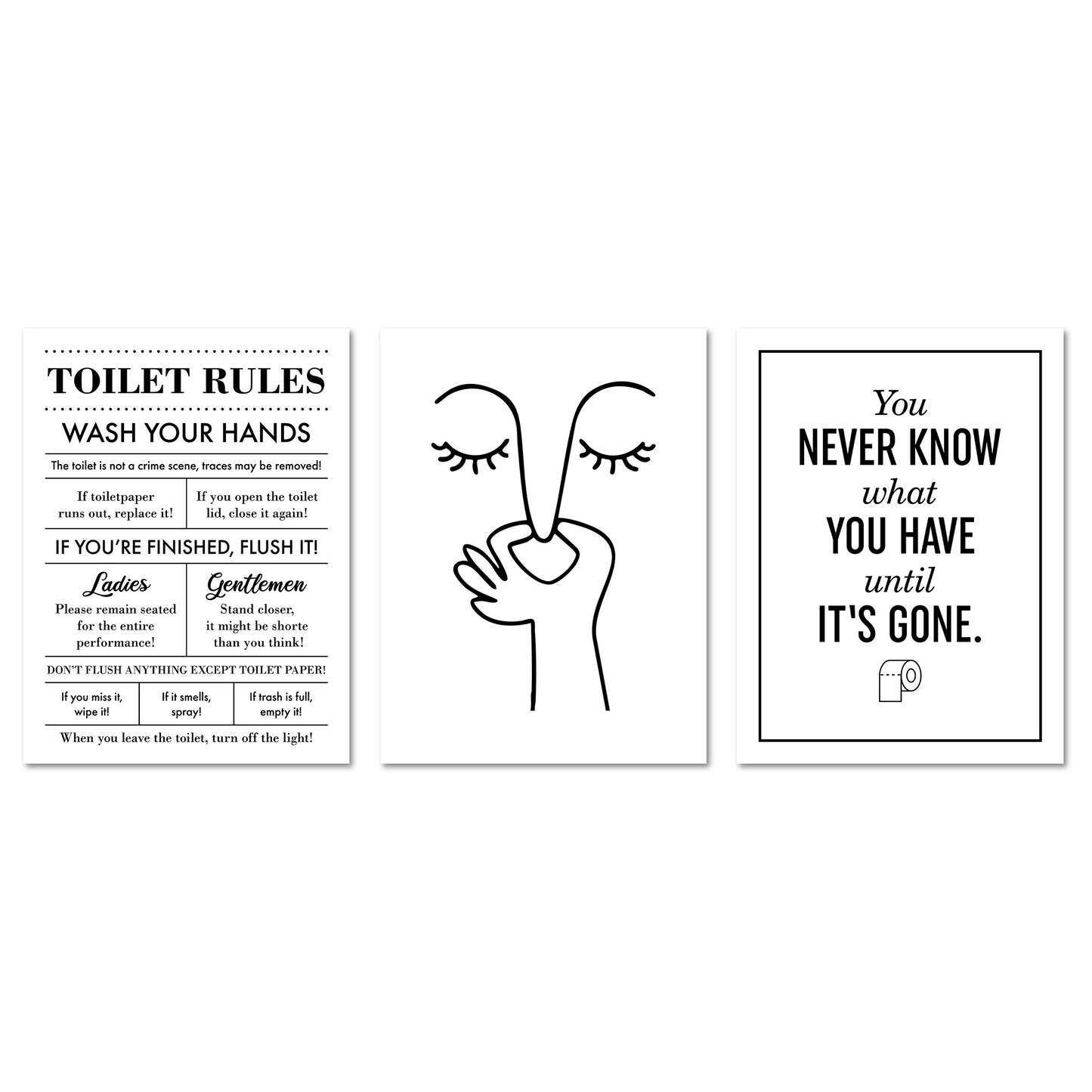 Poster Set Toilet Fun I mehrteilige Bilderwand I Wandbilder Badezimmer