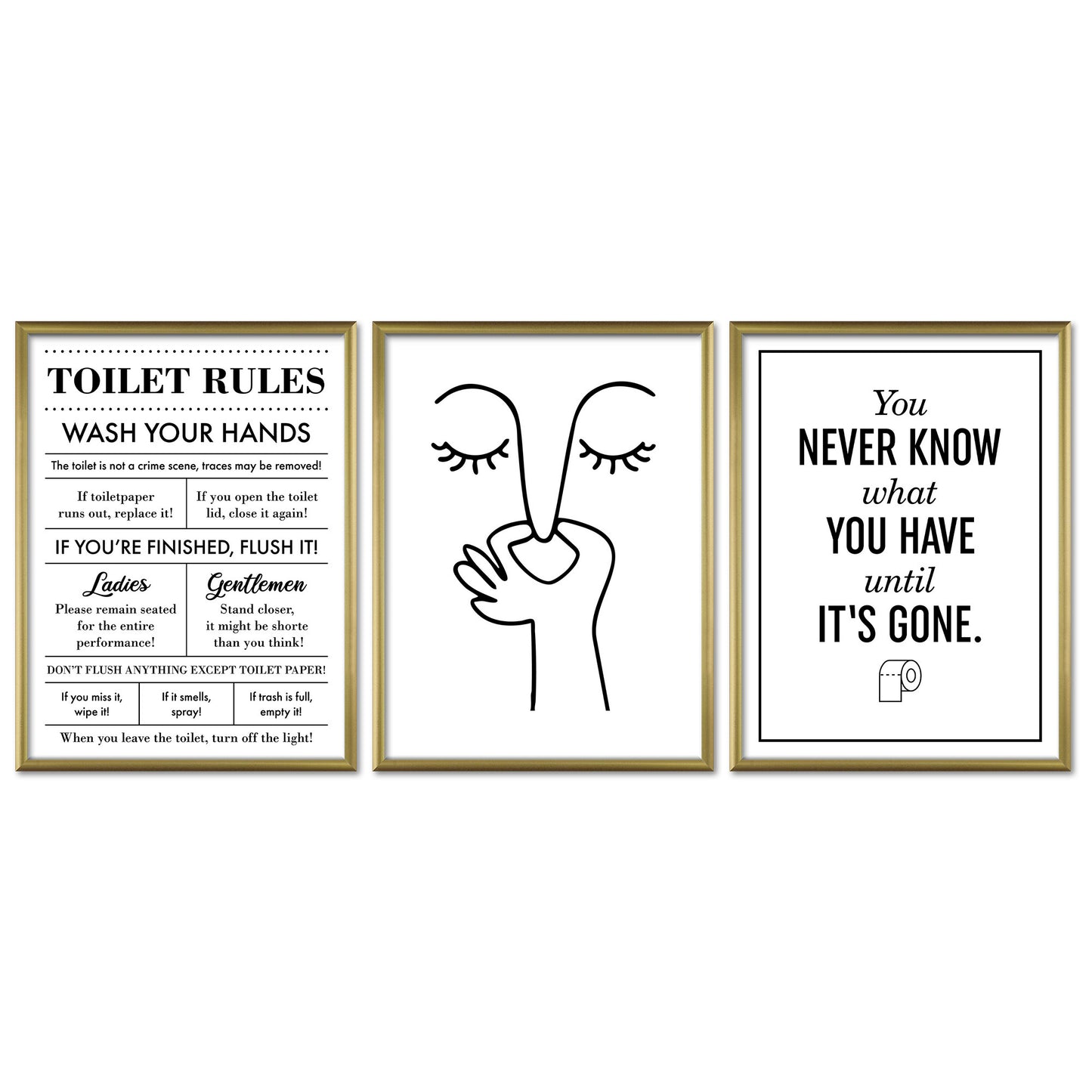 Poster Set Toilet Fun I mehrteilige Bilderwand I Wandbilder Badezimmer