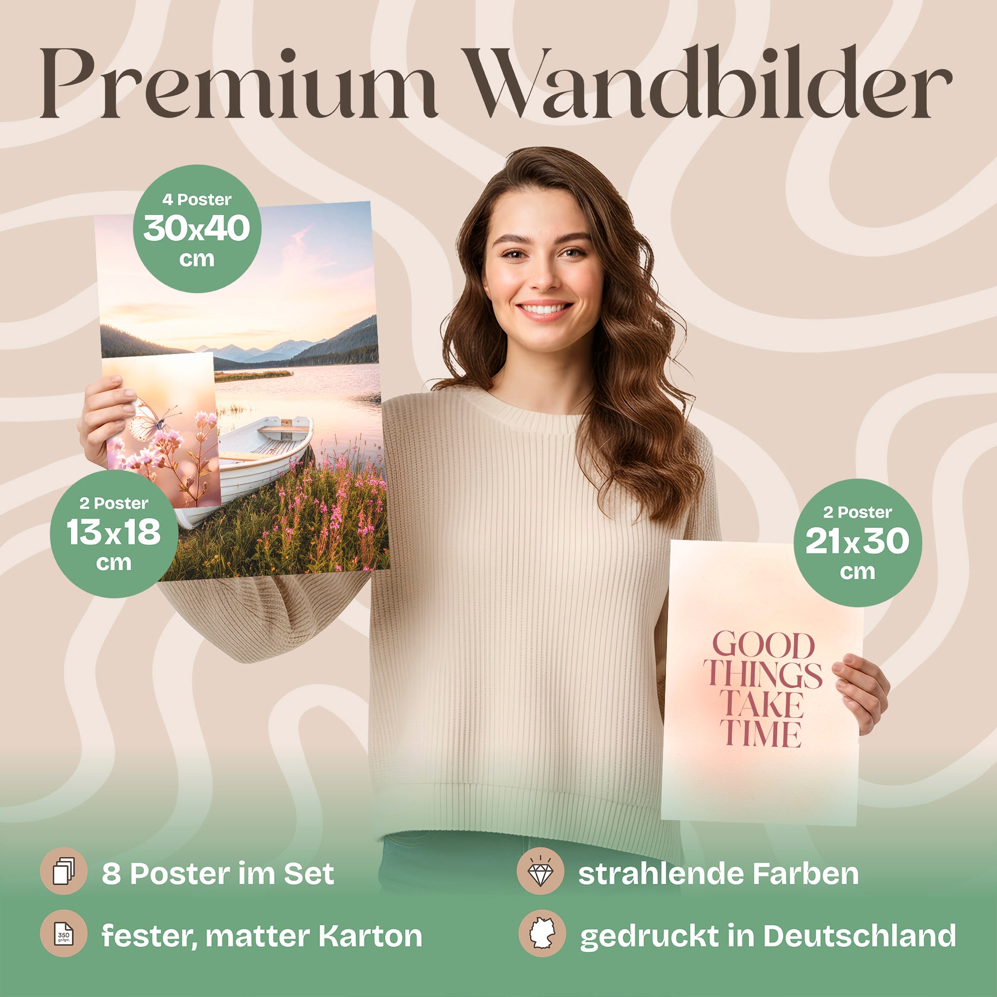 Poster Set Vintage Lake Summer Bilderwand Wandbilder Sommer ARTFAVES