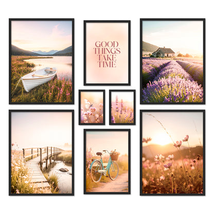 Poster Set Vintage Lake Summer I mehrteilige Bilderwand I Wandbilder Sommer