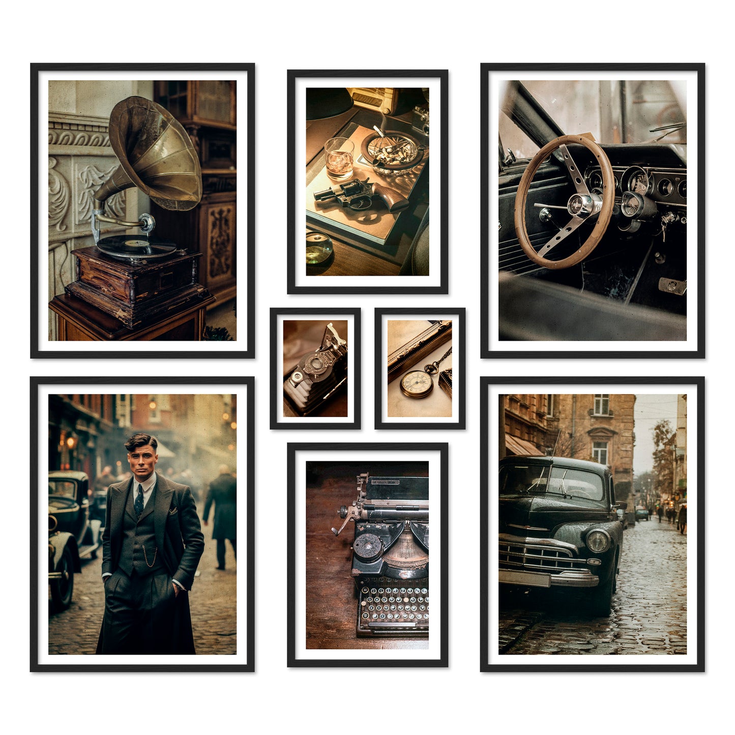 Poster Set Vintage London I mehrteilige Bilderwand I Wandbilder Gangster