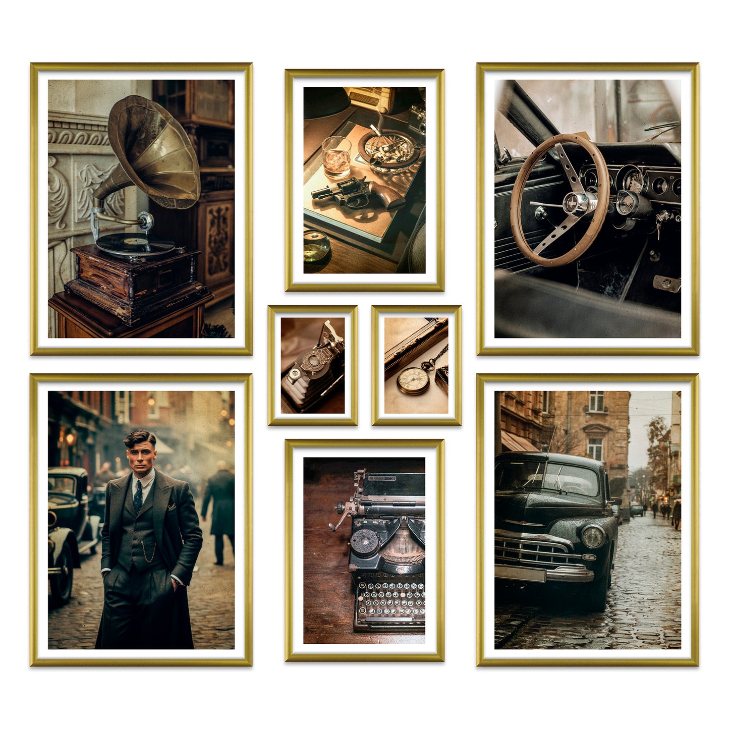 Poster Set Vintage London Bilderwand Wandbilder Gangster ARTFAVES