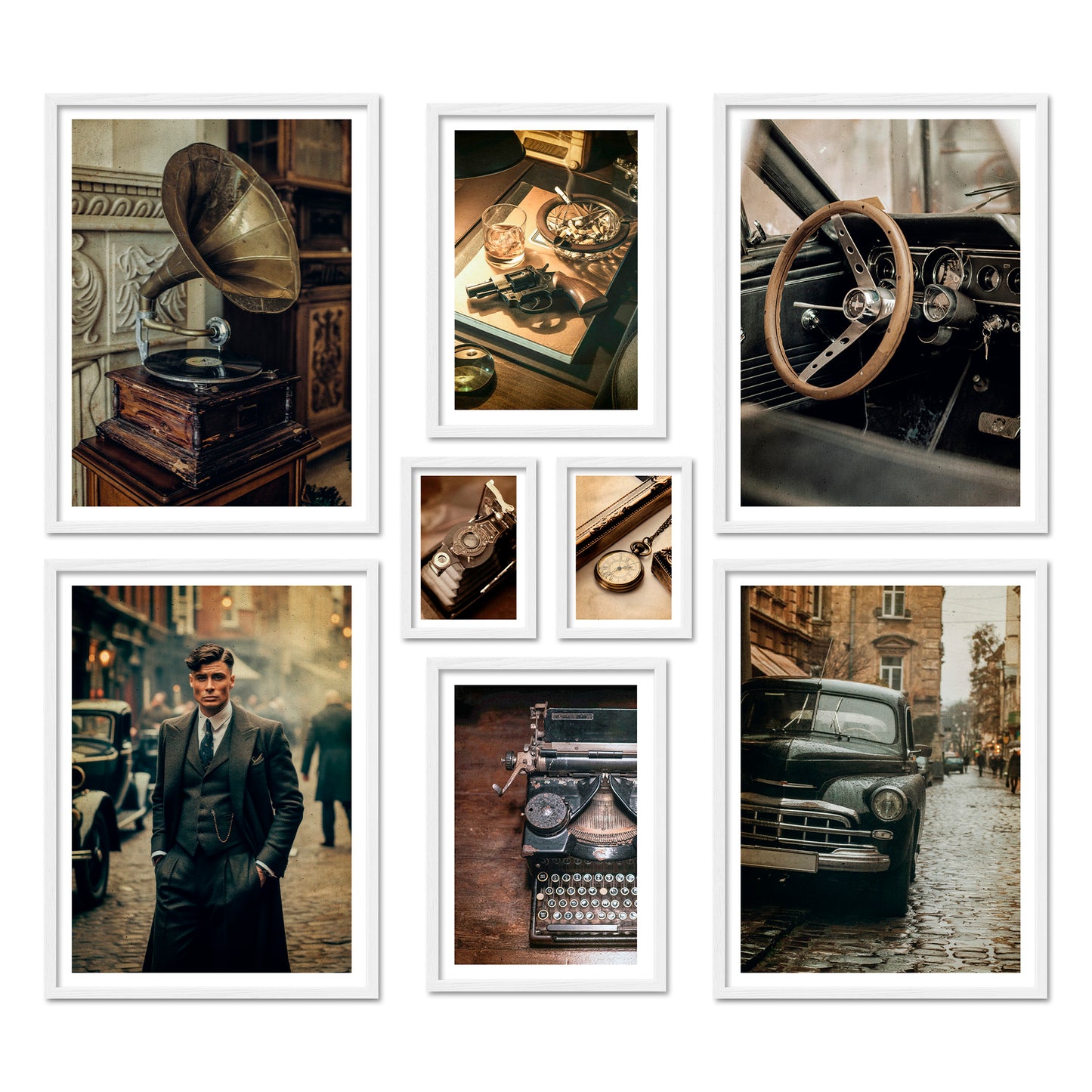 Poster Set Vintage London I mehrteilige Bilderwand I Wandbilder Gangster