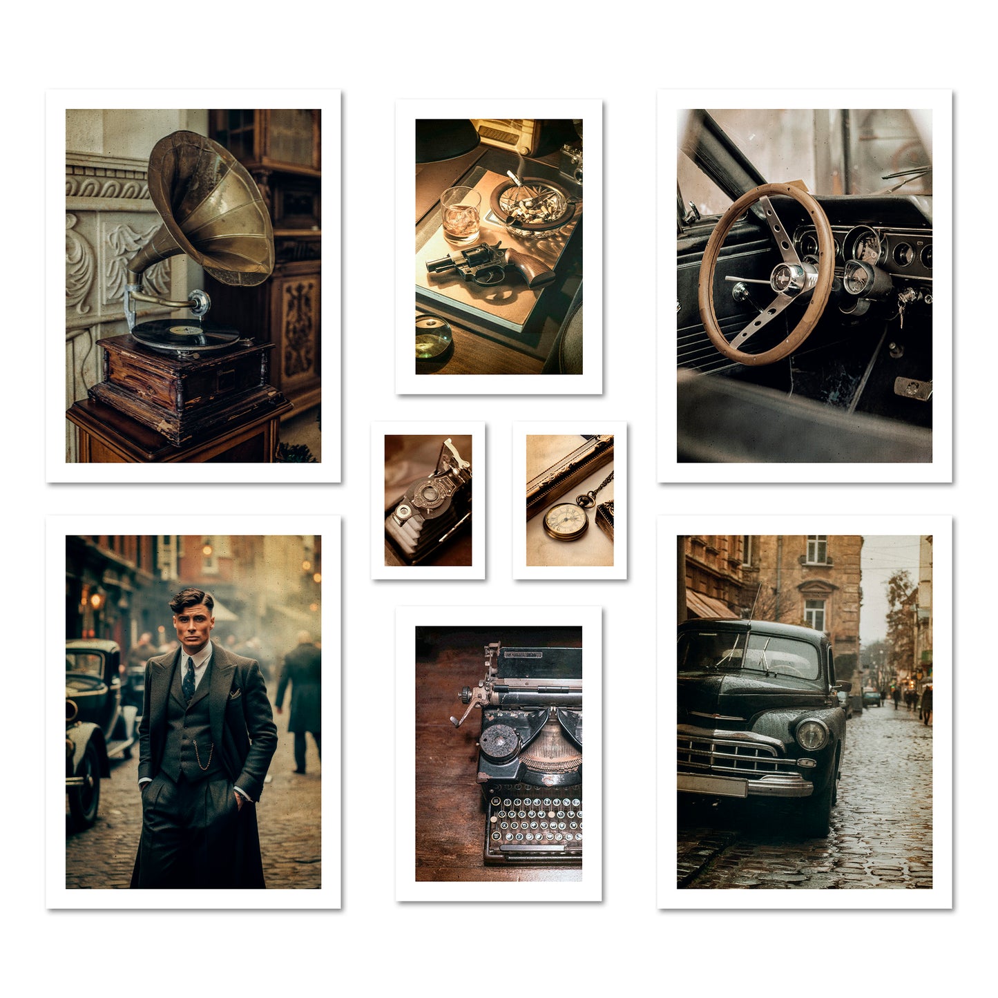 Poster Set Vintage London I mehrteilige Bilderwand I Wandbilder Gangster