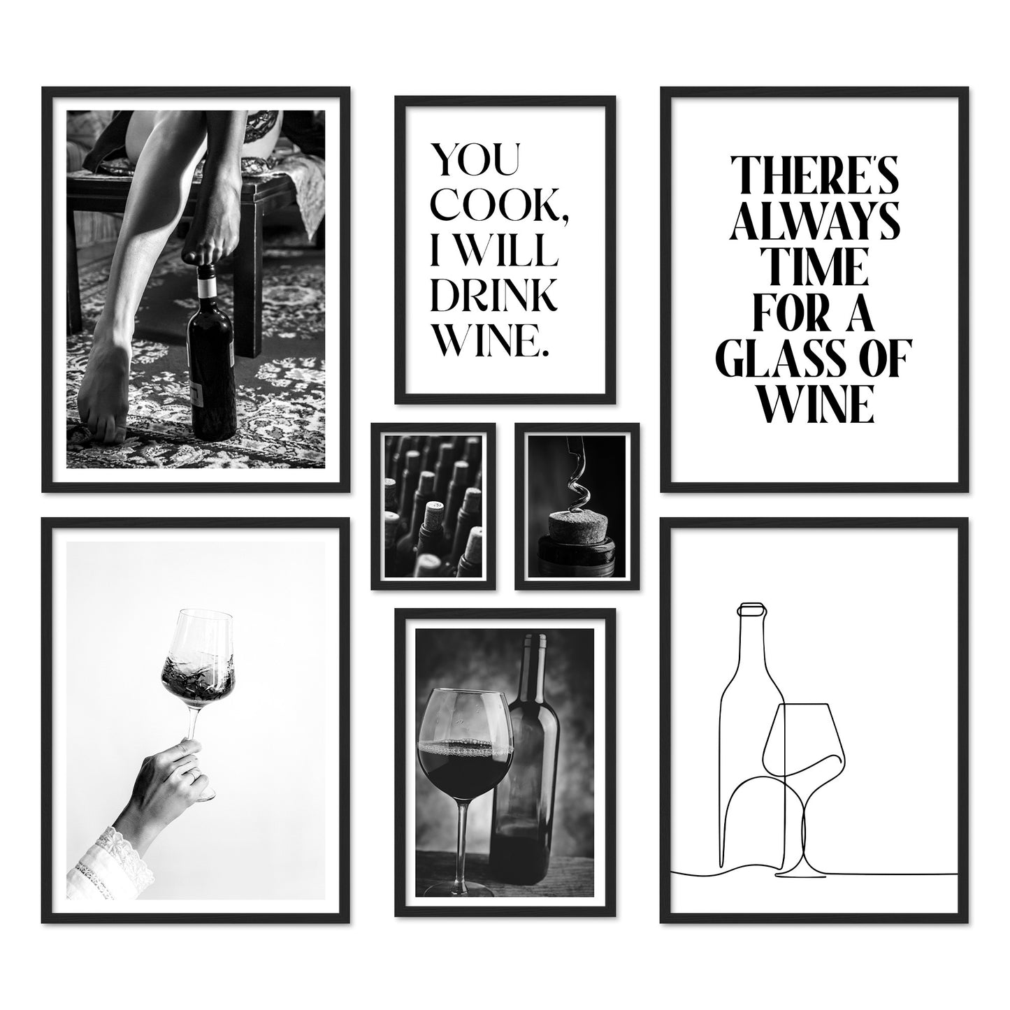 Poster Set Wine Time Bilderwand Wandbilder Wein ARTFAVES