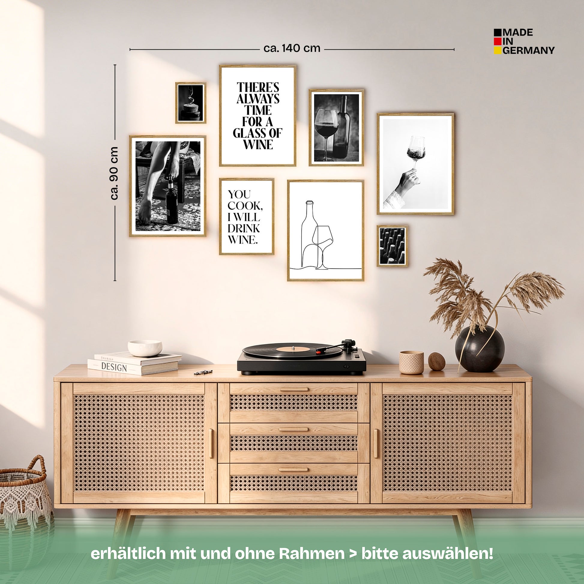 Poster Set Wine Time Bilderwand Wandbilder Wein ARTFAVES