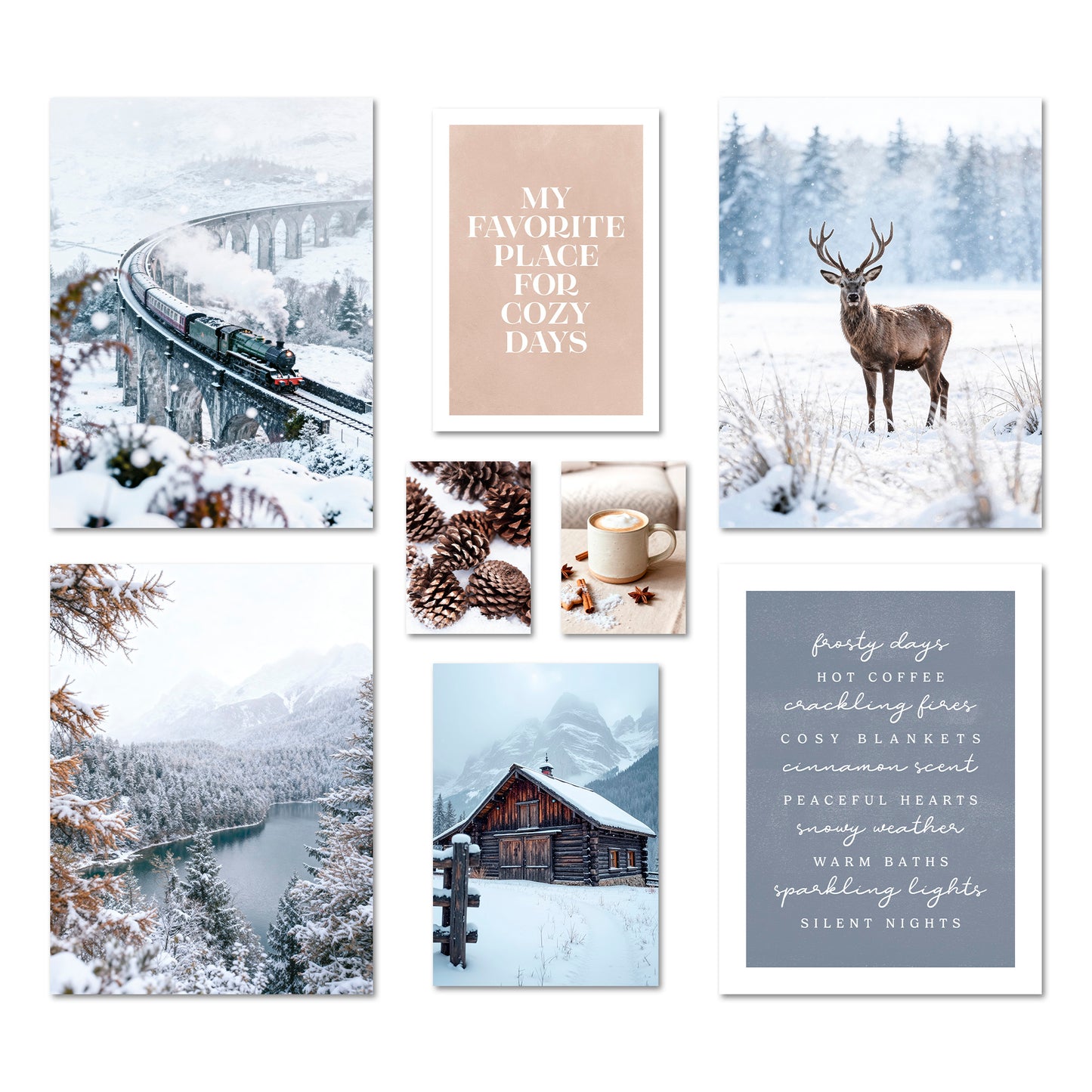 Poster Set Winter Dreams I mehrteilige Bilderwand I Wandbilder Winter