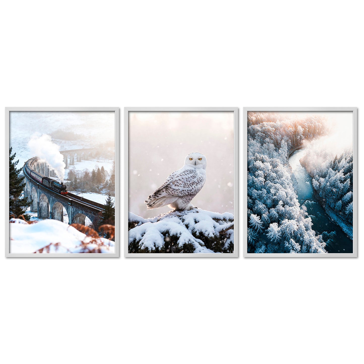 Poster Set Winter Momente 3 I mehrteilige Bilderwand I Wandbilder Winter