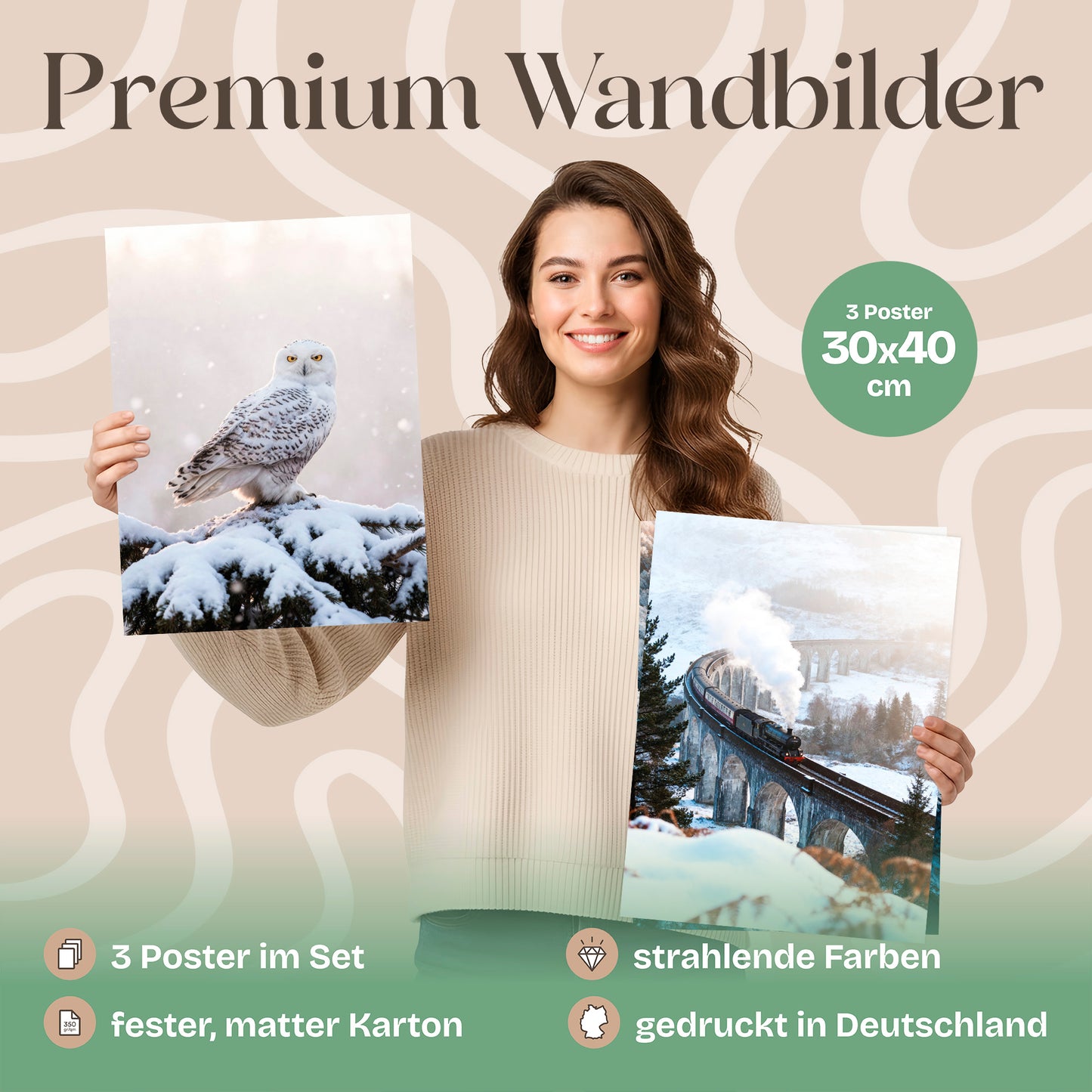 Poster Set Winter Momente 3 Bilderwand Wandbilder Winter ARTFAVES