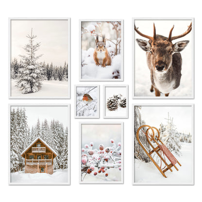 Poster Set Winter Wonderland I mehrteilige Bilderwand I Wandbilder Winter