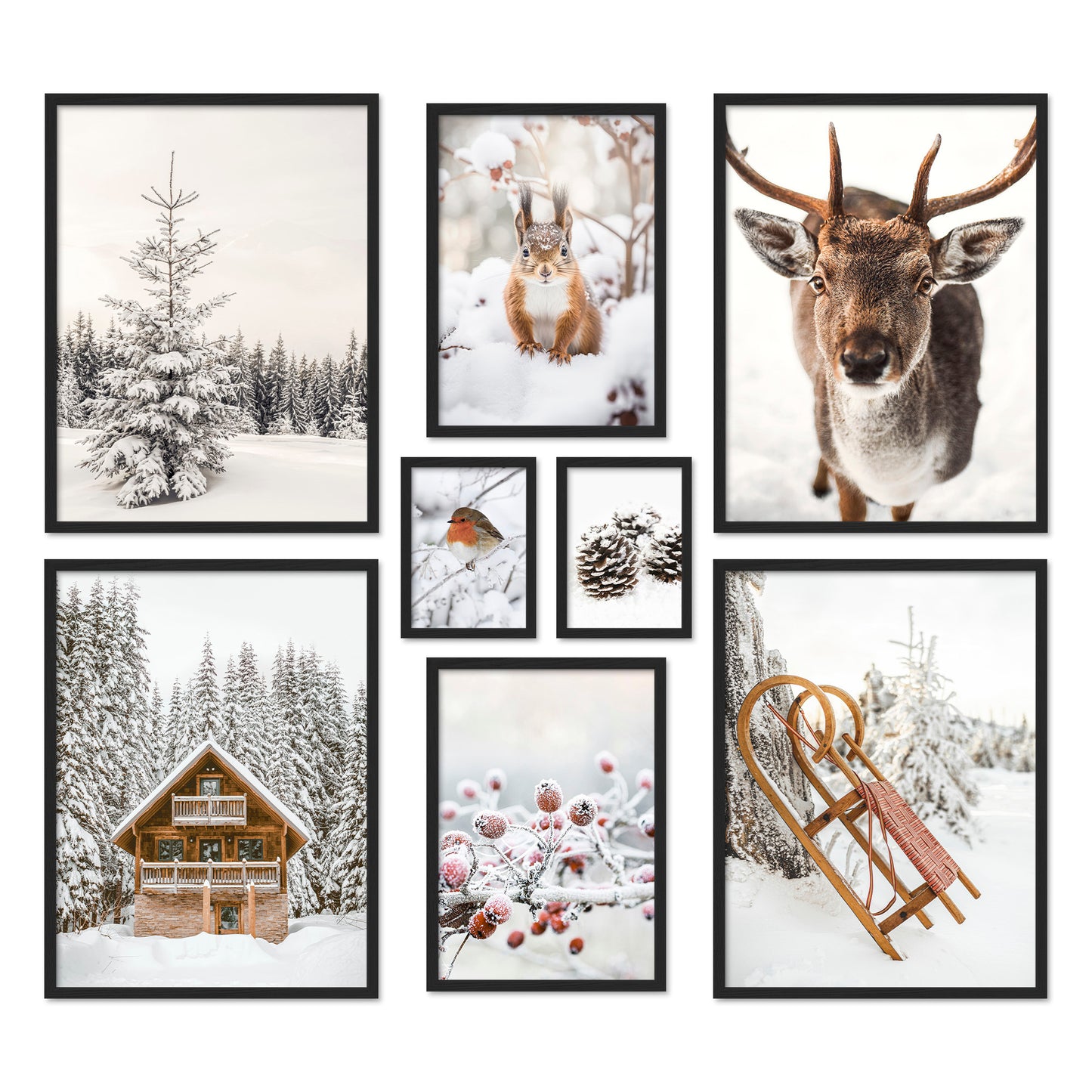 Poster Set Winter Wonderland I mehrteilige Bilderwand I Wandbilder Winter