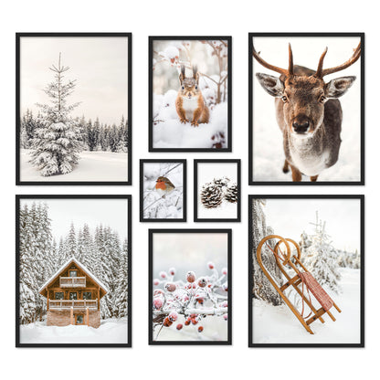 Poster Set Winter Wonderland I mehrteilige Bilderwand I Wandbilder Winter