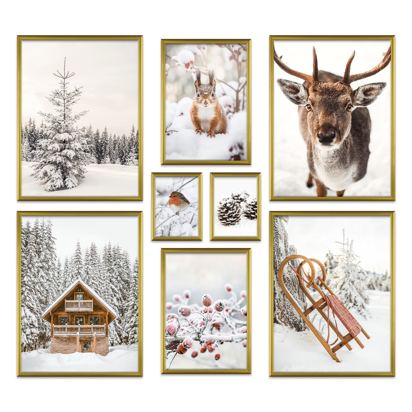 Poster Set Winter Wonderland I mehrteilige Bilderwand I Wandbilder Winter