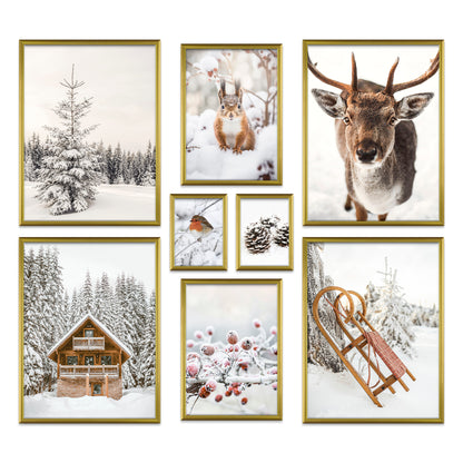 Poster Set Winter Wonderland I mehrteilige Bilderwand I Wandbilder Winter