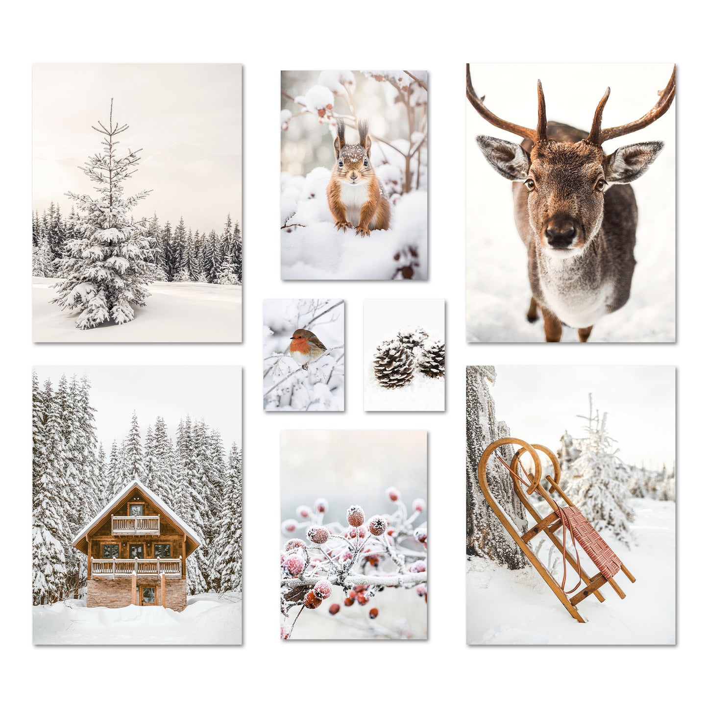 Poster Set Winter Wonderland I mehrteilige Bilderwand I Wandbilder Winter