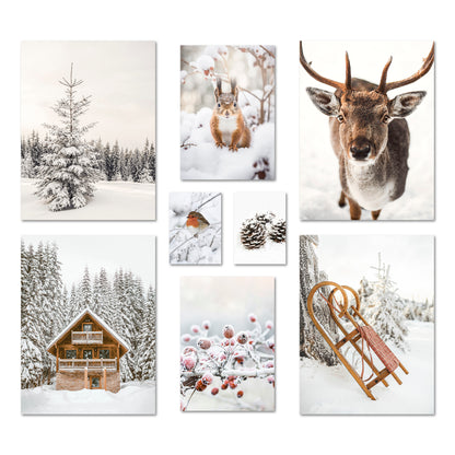 Poster Set Winter Wonderland I mehrteilige Bilderwand I Wandbilder Winter
