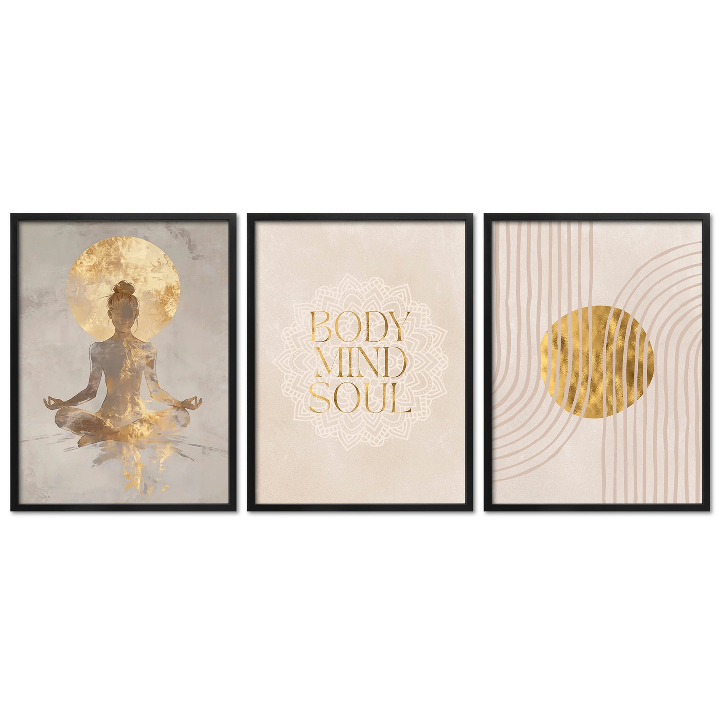 Poster Set Yoga Spirit Trio I mehrteilige Bilderwand I Wandbilder Spirituell