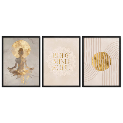 Poster Set Yoga Spirit Trio I mehrteilige Bilderwand I Wandbilder Spirituell
