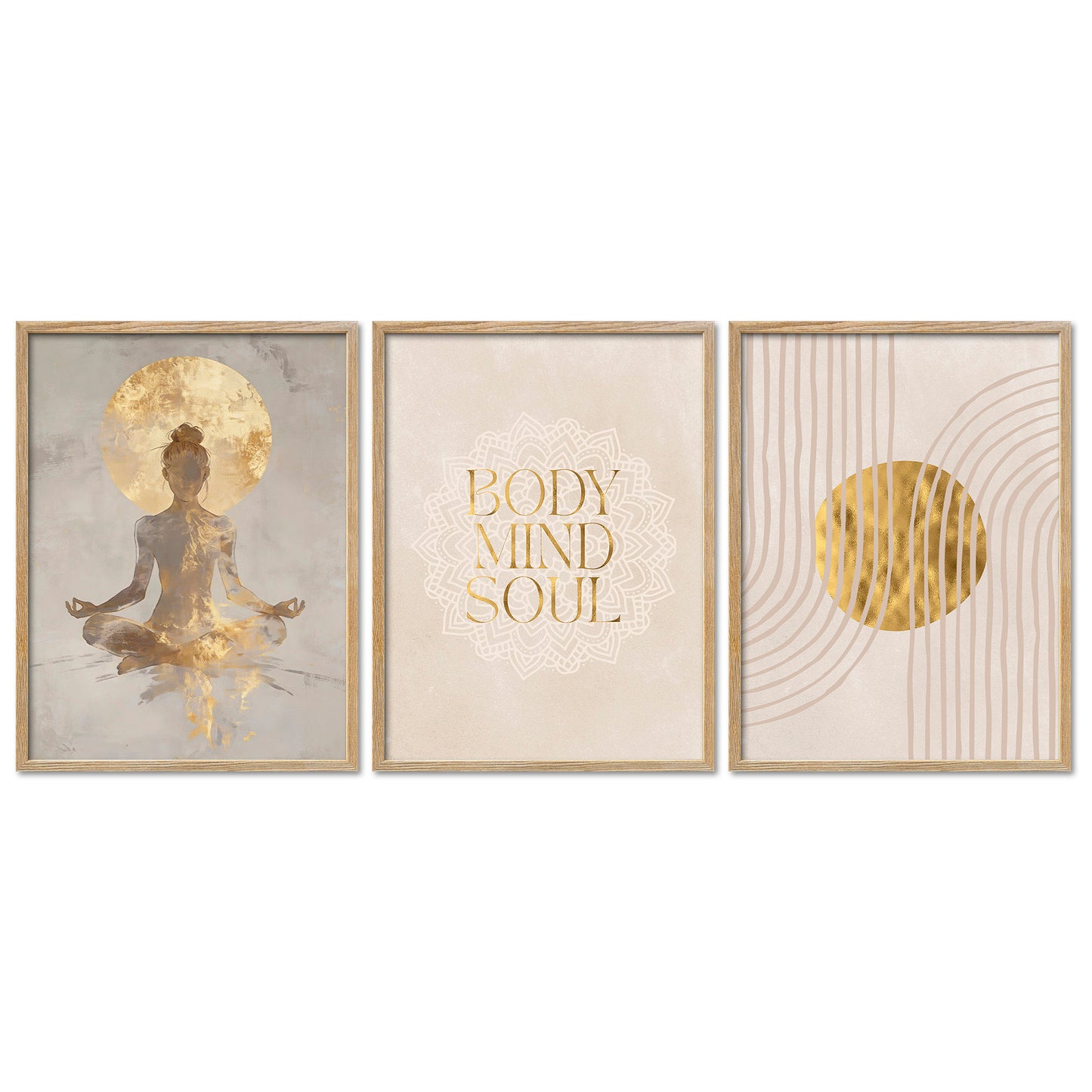 Poster Set Yoga Spirit Trio I mehrteilige Bilderwand I Wandbilder Spirituell