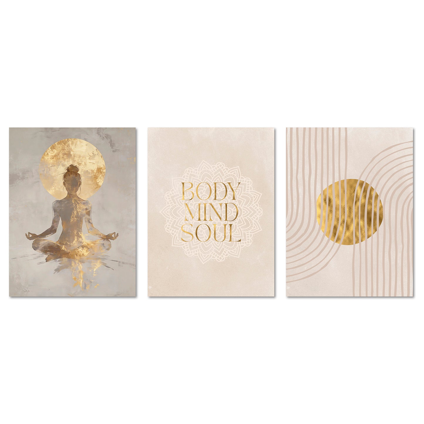 Poster Set Yoga Spirit Trio I mehrteilige Bilderwand I Wandbilder Spirituell